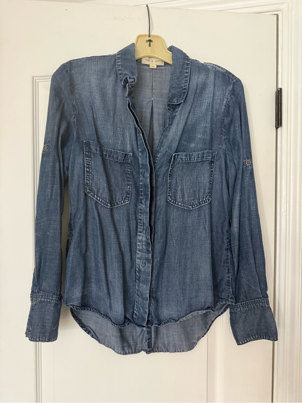 cloth & stone Anthropology Soft Tencel Denim Look Shirt Blue